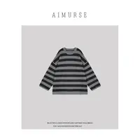 AIMURSE【黑胶律动】小众设计师 宽松大版时髦条纹百搭毛衣 AM30030
