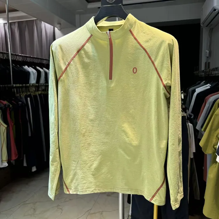 退货补贴 户外山系男女同款休闲透气速干半拉链立领打底衫长袖T恤