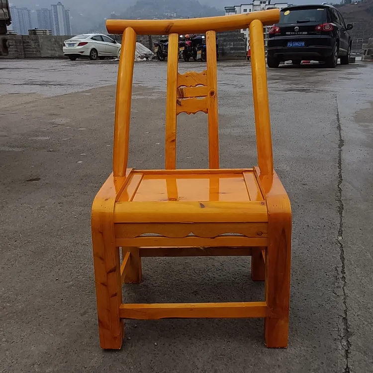 黄色清漆35厘米高板栗红椅子摇椅中式餐椅家用鞋凳靠背椅木质实木