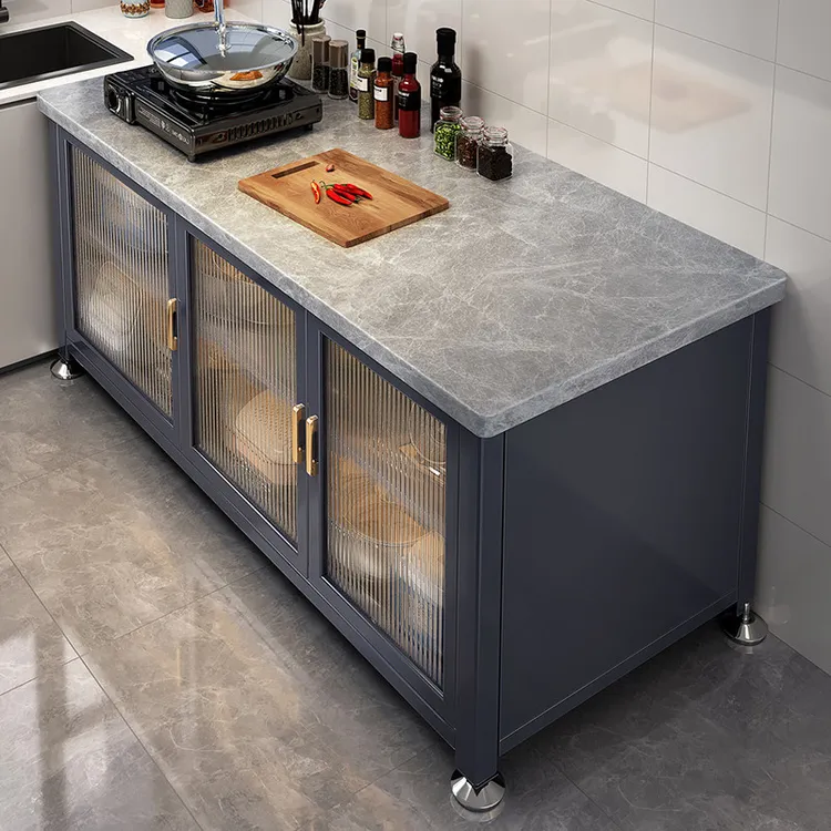 岩板厨房置物架落地多层功能靠墙家用收纳柜餐边工作台储物橱柜子