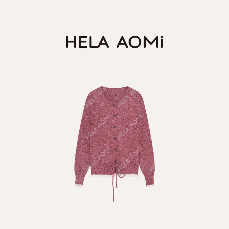 HELA AOMI “蕾丝小裙摆”绵羊毛兔毛蕾丝花边针织衫CY5CC33455