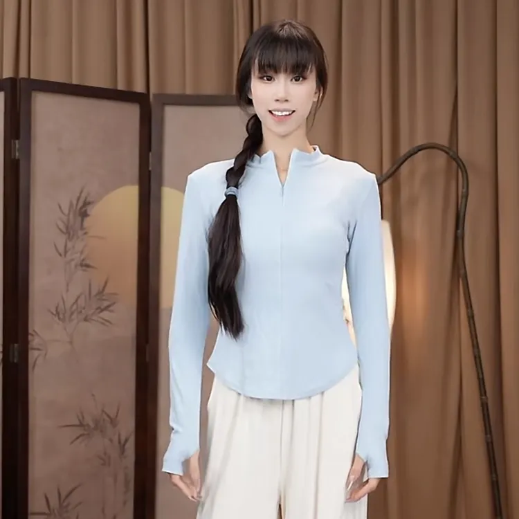 071新款舞蹈服拉链秋款修身女上衣显瘦显气质现代舞古典舞形体服