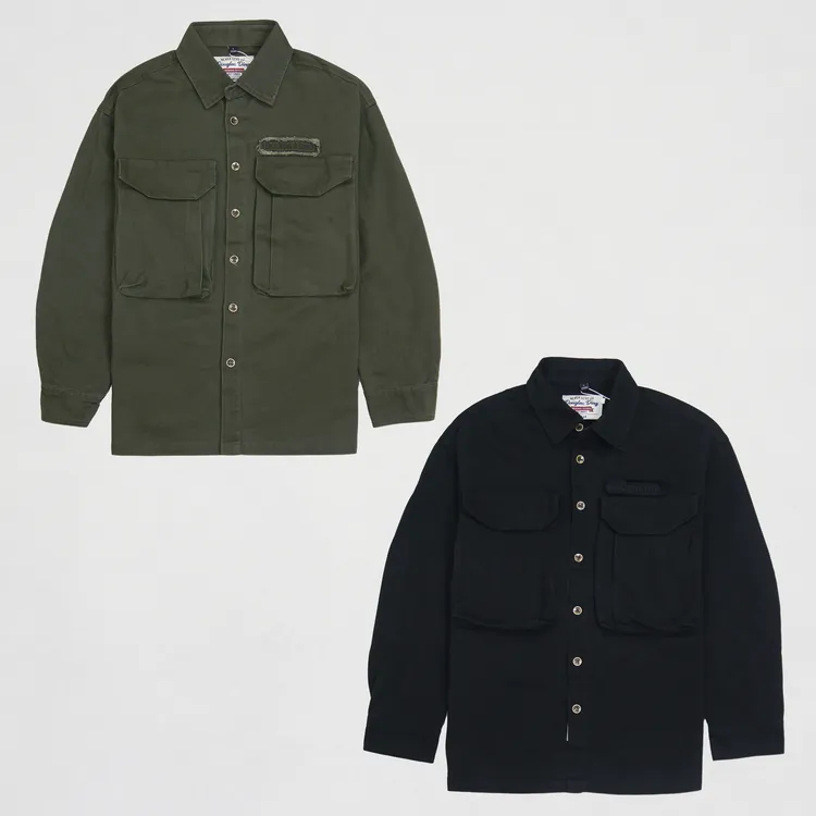 【道格拉斯】军绿黑色斜纹棉水洗怀旧休闲宽松衬衫衬衣外套DD518
