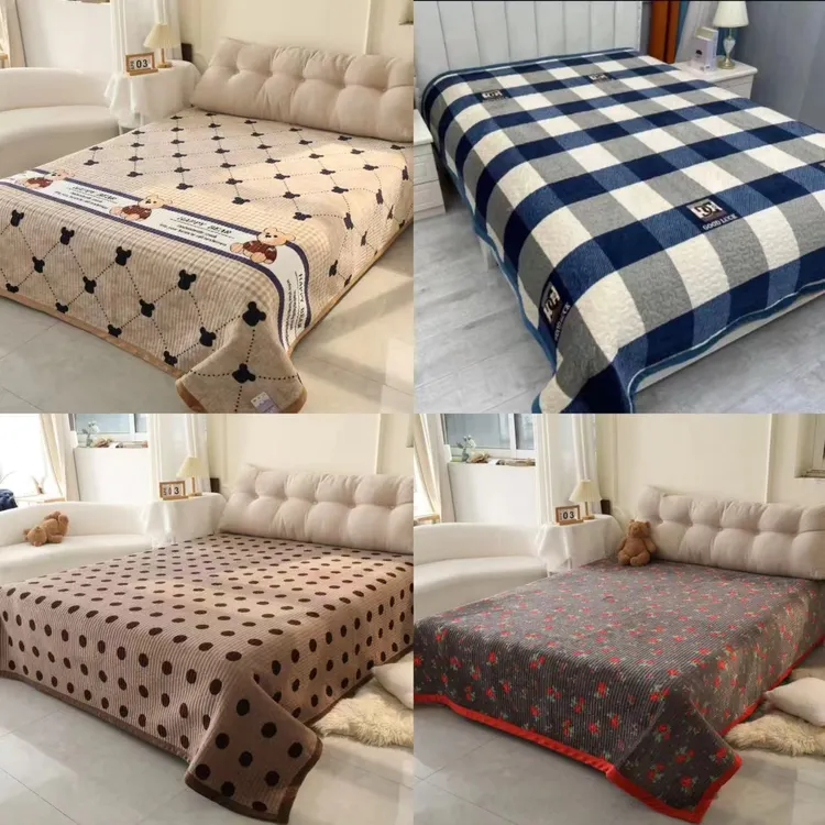 牛奶绒床盖双面花型可铺可盖加厚绒毯绗缝夹棉双人尺寸