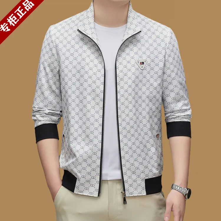 GABBANIE品牌男士高档休闲夹克外套时尚春秋季中青年薄款立领上衣