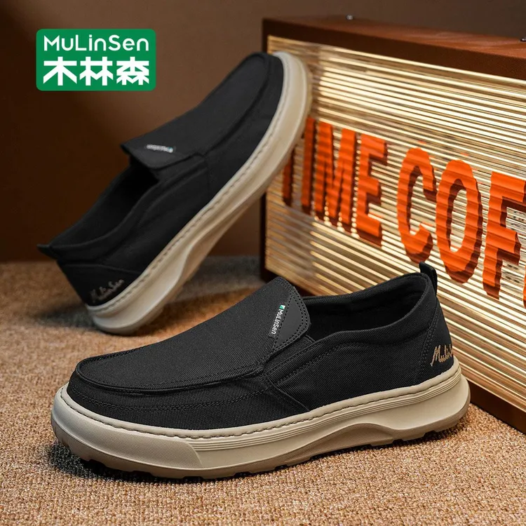 木林森老北京布鞋男士春季新款轻便休闲男鞋软底一脚蹬驾车鞋懒人