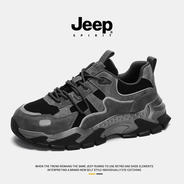 JEEPSPIRIT吉普2025男鞋真皮老爹鞋秋冬男款休闲鞋轻便登山运动鞋