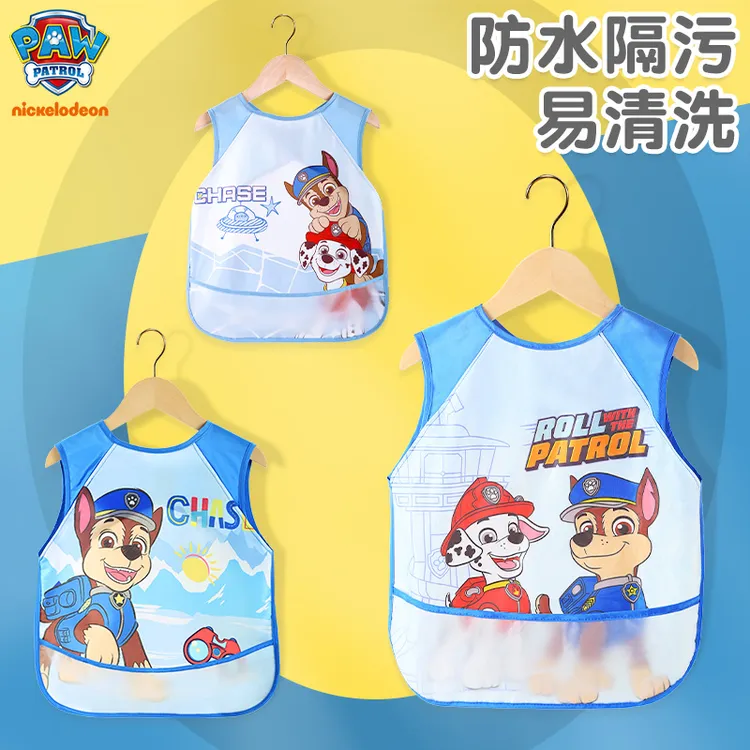 汪汪队罩衣儿童吃饭围兜幼儿园男宝宝饭兜围裙防水防脏画画反穿衣