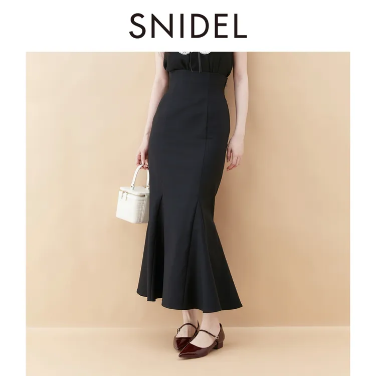 SNIDEL2025秋冬新品优雅百搭高腰修身后开叉鱼尾半身裙SWFS254127
