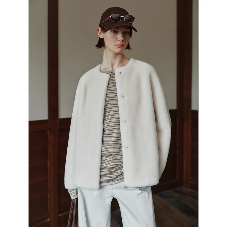 MSBEAST/野兽小姐进口美利奴皮毛一体外套女羊羔毛皮草丨飘雪宁冬