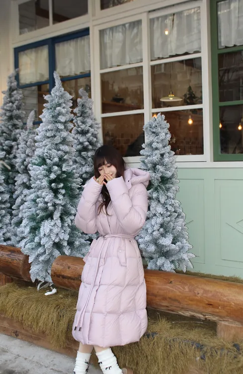 千金感长款系带收腰长款外套女百搭纯色轻薄连帽秋冬