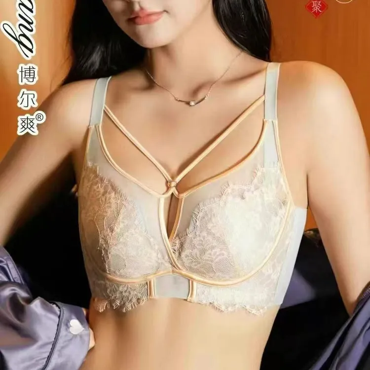 【聚拢王】薄杯透气聚拢法式性感睫毛蕾丝大胸显小BC杯文胸391