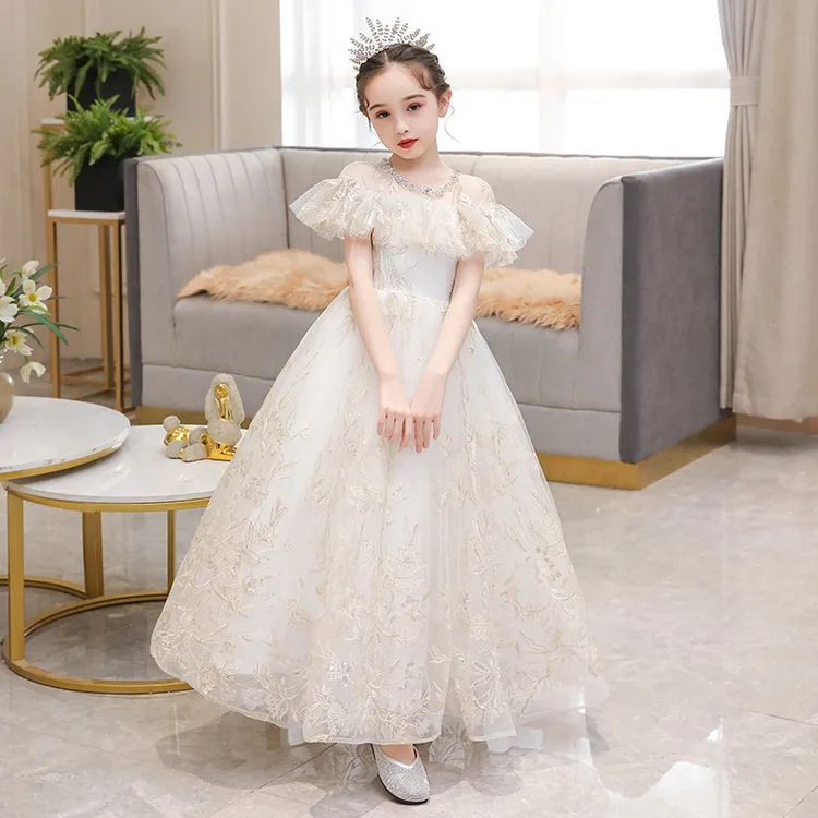 气质礼服公主裙婚礼走秀女童婚纱蓬蓬纱洋气花童钢琴表演女童礼服