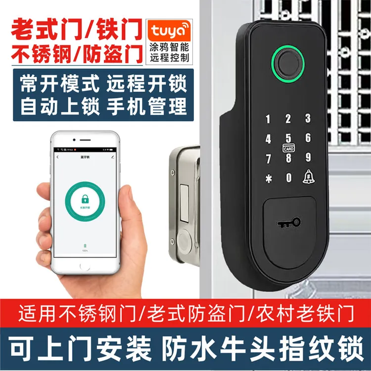 老式门锁智能锁家用防盗门指纹锁农村铁门密码锁防水牛头电子门锁