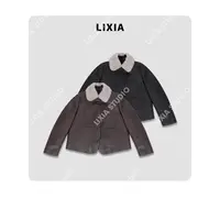 LIXIA【冬日必备】进口水貂毛领内胆可拆卸白鹅绒山羊皮衣-D9827