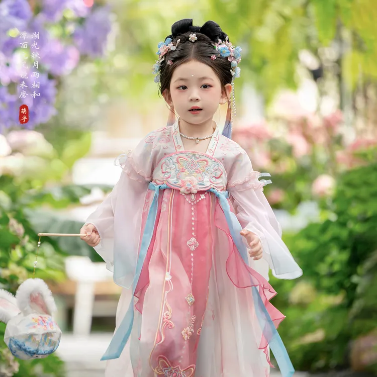 萌乎【桃小兔】中秋襦裙汉服女童25新款秋儿童古风新国风襦裙253362