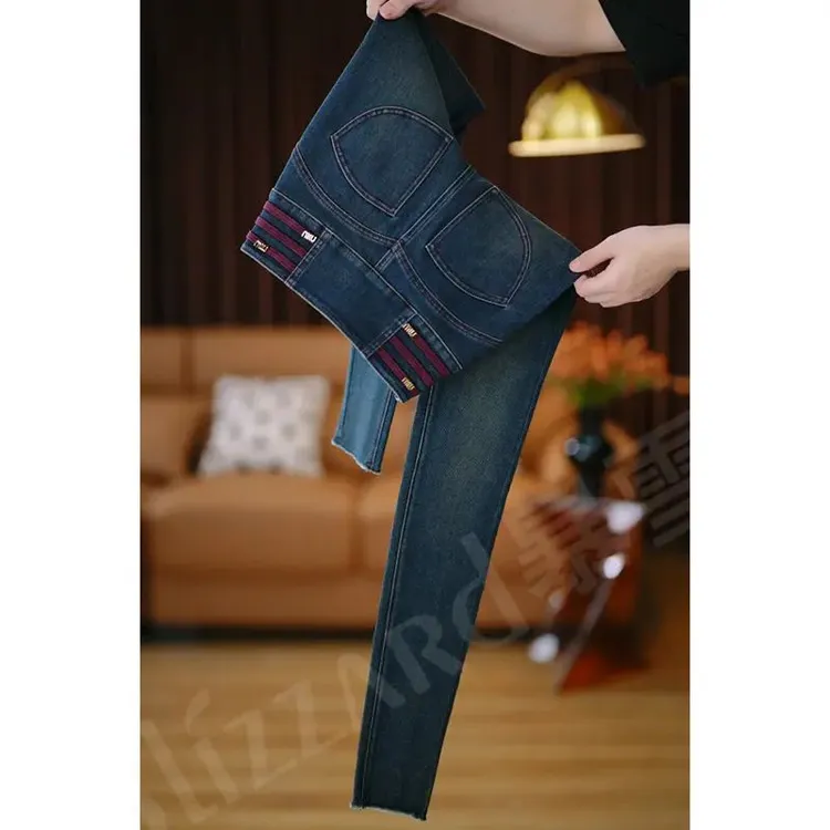 【莫迪蓝紫】春秋季气质显高腰小脚牛仔裤女弹力修身百搭显瘦铅笔