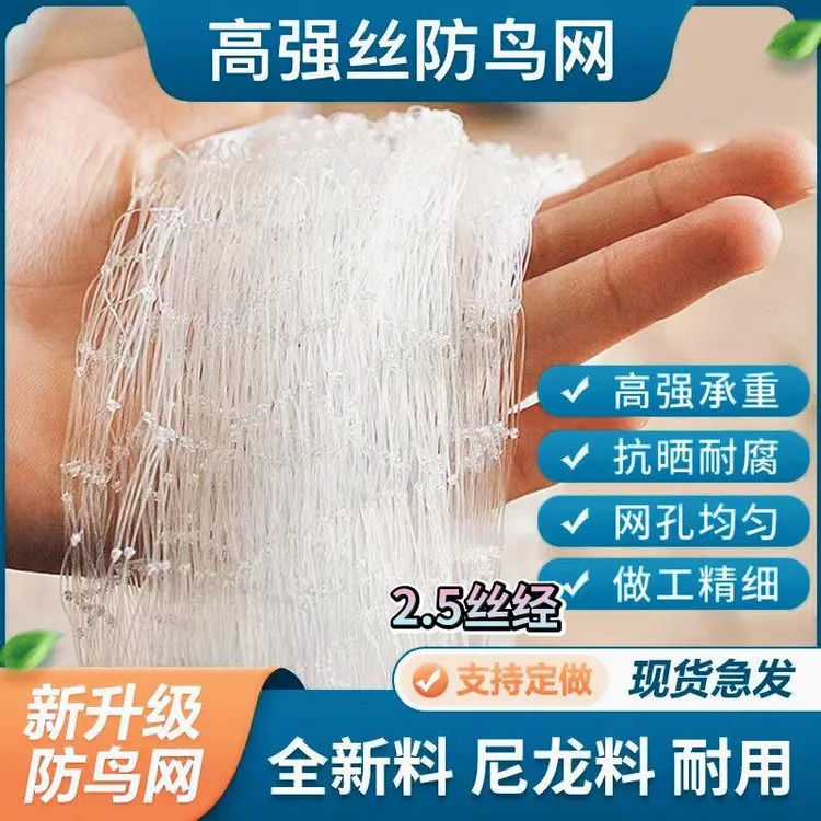 农用尼龙抗老化2.5丝果园大棚防鸟网适用于葡萄鱼塘防护