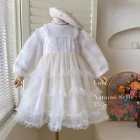 【本妈】秋"秋日之歌"女童泡泡袖波点花边网纱连衣裙8L6600