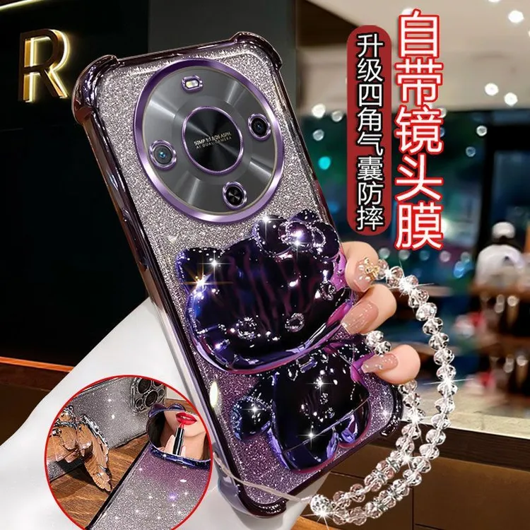四角防摔华为畅享70X活力版手机壳BREAL00a高质量电镀KT猫补妆镜