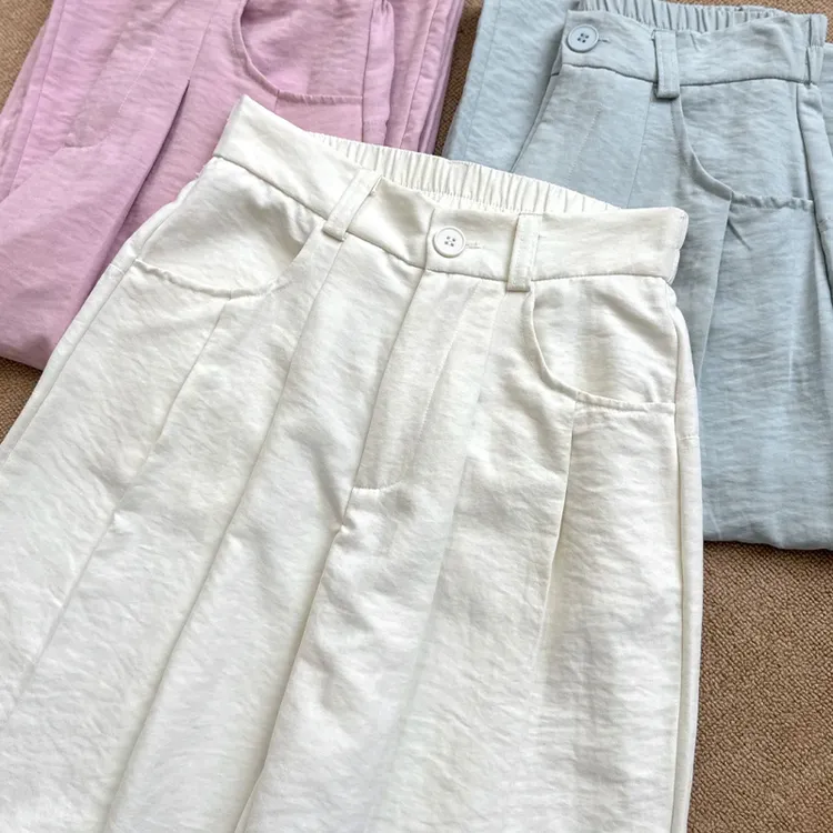 奶芙西装裤子女白色薄款2025新高腰宽松垂坠感休闲百搭显瘦阔腿裤