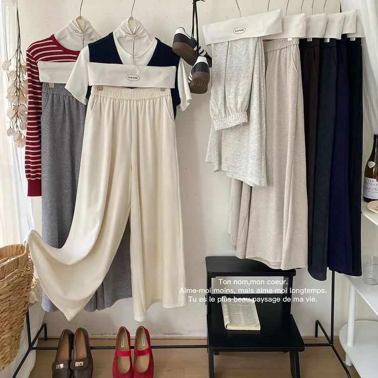 大牌博主风糯米感山本压褶阔腿裤女秋宽松垂感大脚松弛感甩裤