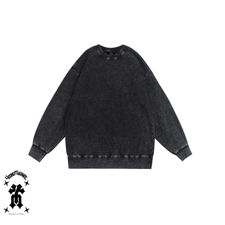 YM冬季无印花百搭复古棉质圆领卫衣6色