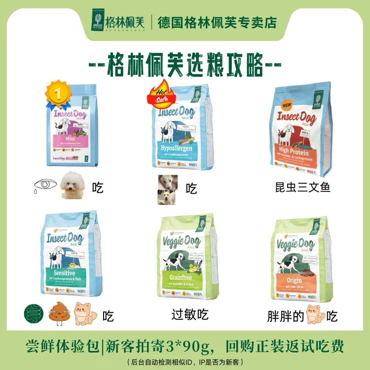 【9月尝鲜】德国格林佩芙低敏犬粮尝鲜去泪痕软便小白狗通用尝鲜包