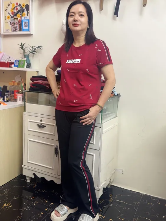 女士夏季高级感休闲运动服短袖上衣长裤套装时尚洋气