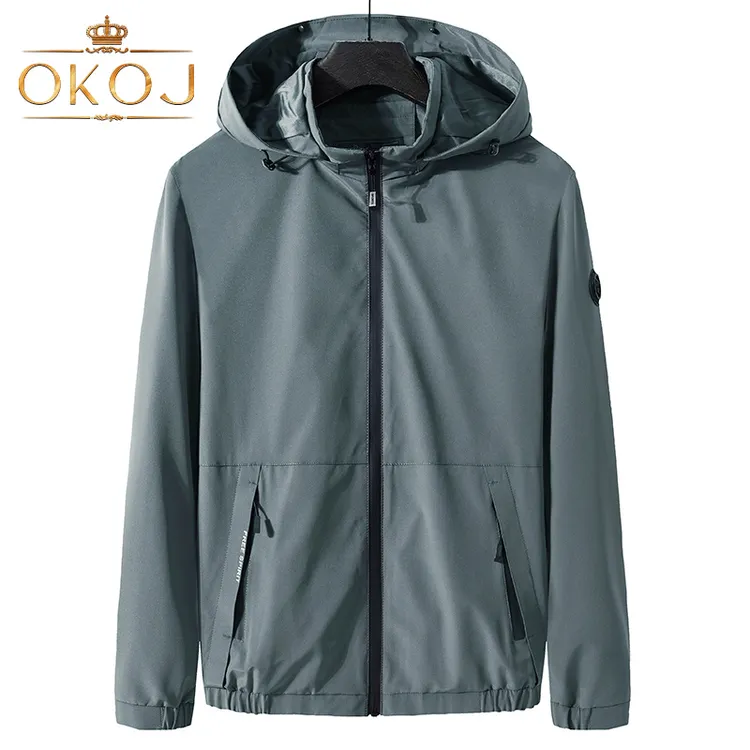 OKOJ运动外套男士秋季新款防风防水宽松透气连帽休闲夹克衣