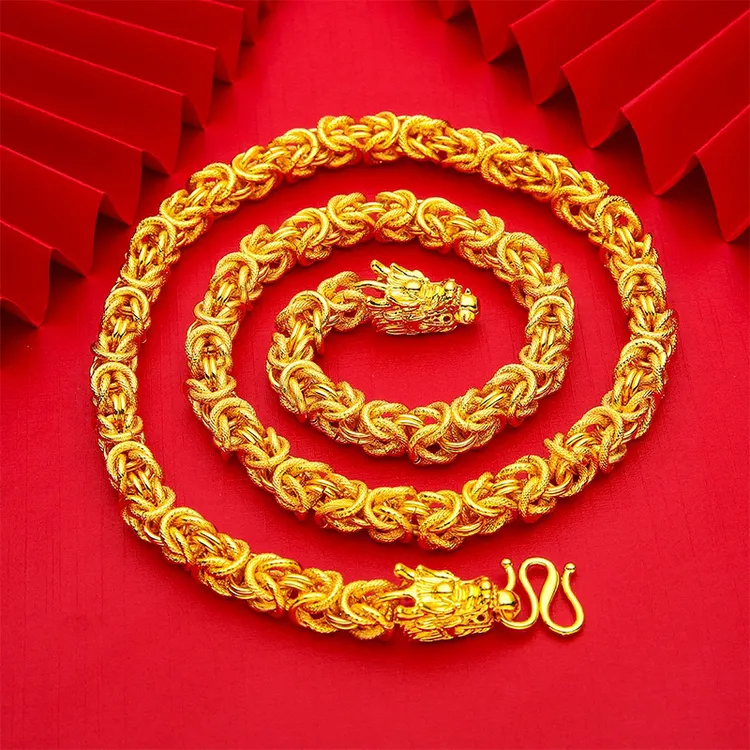 合金项链 合金项链18K真金色（潮男龙骨项链饰品）男款首饰精美