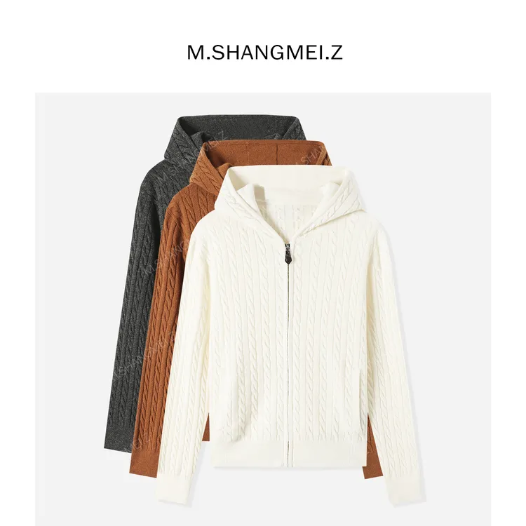 M.SHANGMEI.Z/沐熙【暖意绒绒】美大哥高品质舒适带帽毛衣X113299