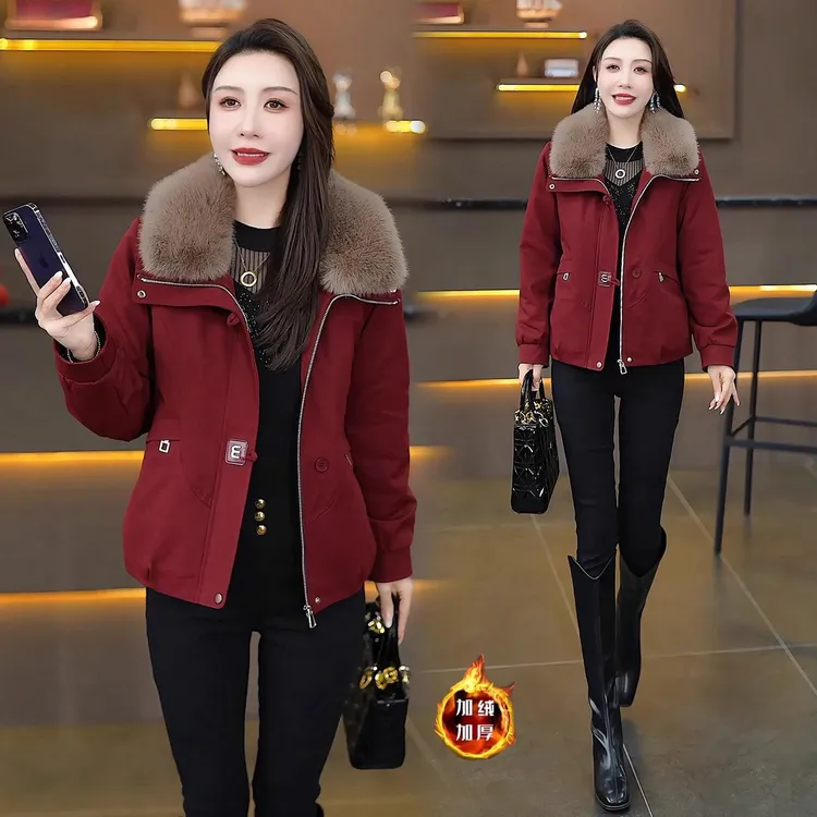 超火冬装外套女2025新款冬季今年流行爆款加绒加厚中年妈妈派克服