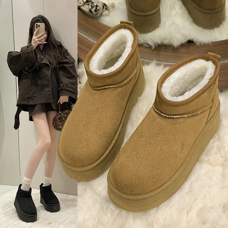 雪地靴女2025新款爆款东北加厚棉鞋百搭圆头复古增高棉鞋ins厚底