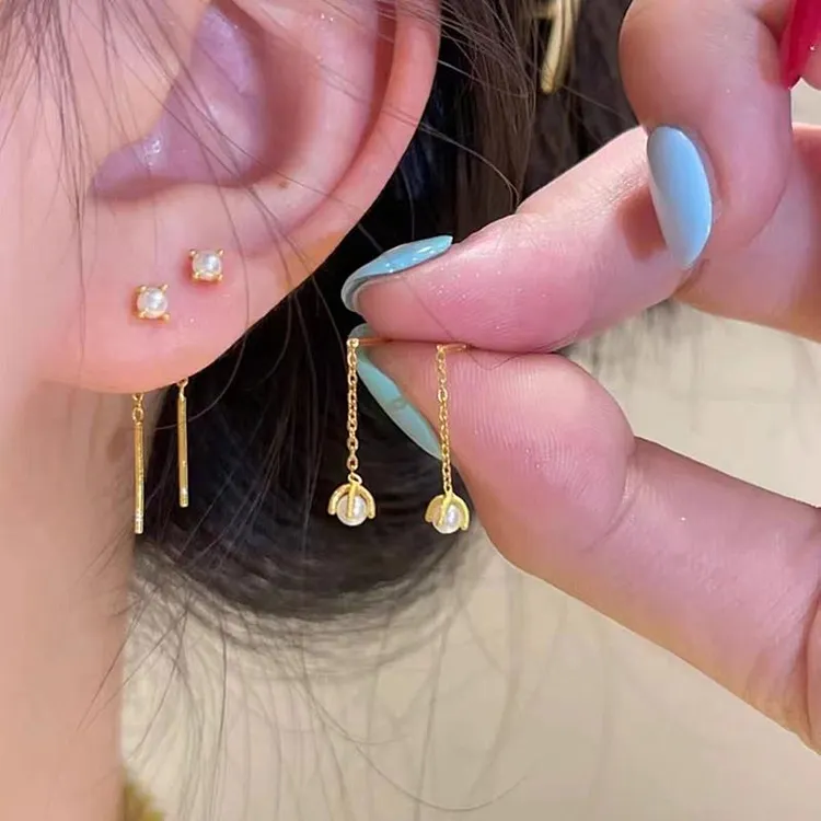 铜合金锆石耳饰 四件套925银针方形小耳线简约时尚甜美百搭气质设