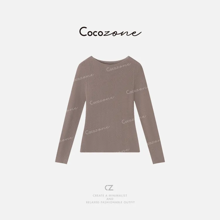 COCO ZONE 刘一一 "鱼骨纹打底”岛精18针毛织上衣 CD2A2053