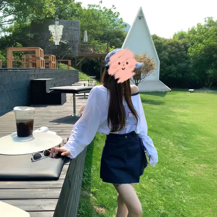 2025夏季新款韩系拉肩长袖防晒T恤女时尚高腰牛仔半身裤裙套装