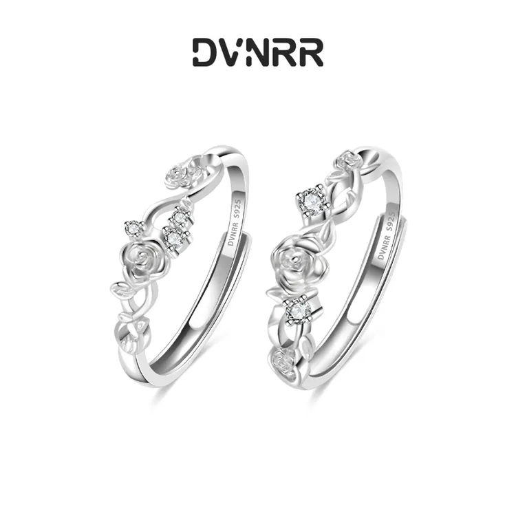 925银合成锆石戒指 DVNRR满目玫瑰 设计师原创情侣闺蜜对戒
