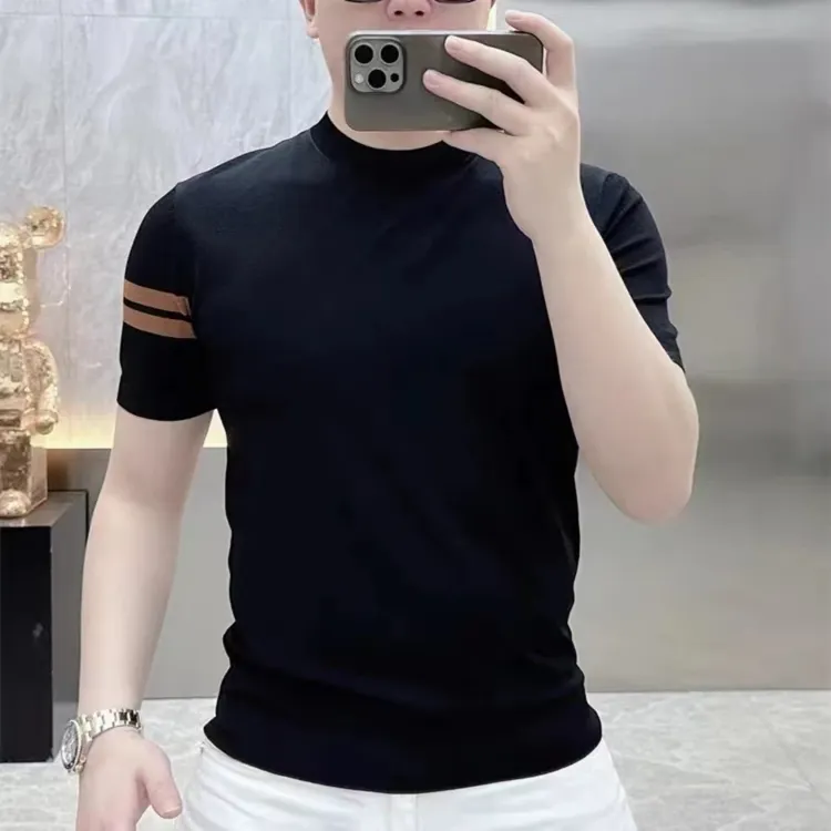 男士休闲高档纯棉短袖T恤男修身半袖打底衫高品质轻奢帅气上衣服