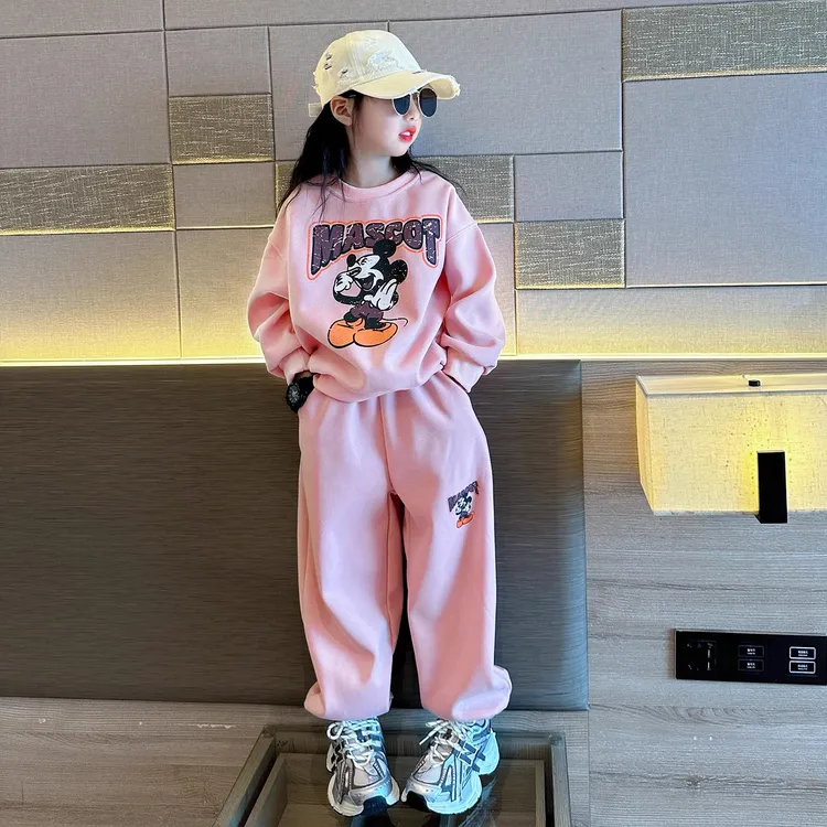 女童套装春季2025新款女孩中大童休闲韩版潮流卫衣卫裤运动两件套