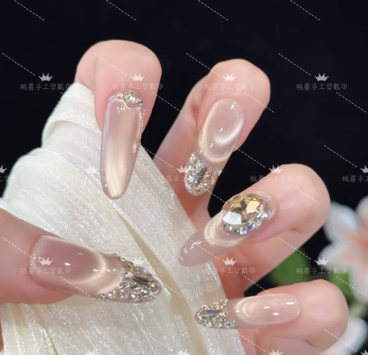 【千金】纯手工穿戴甲美甲穿戴式光疗甲冰透渐变流行纯欲