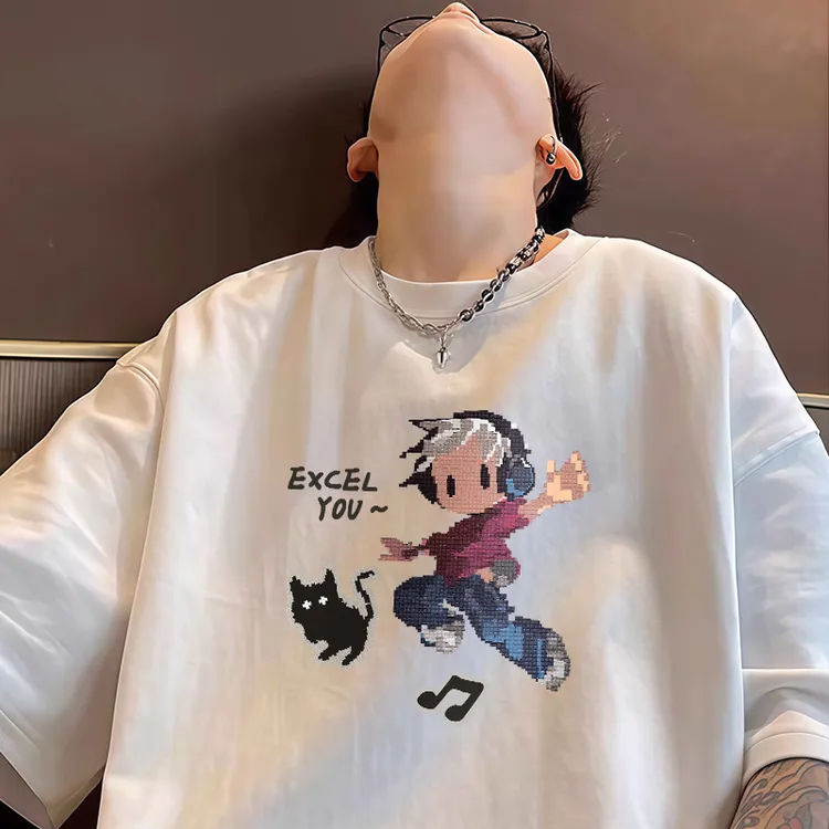 【重磅纯棉】男生短袖T恤夏季印花宽松潮流日系大码学生男士半袖