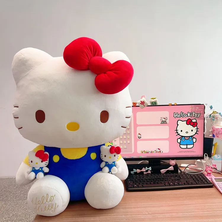 可爱经典宝石蓝Hello Kitty公仔毛绒玩具女孩生日礼物抱枕