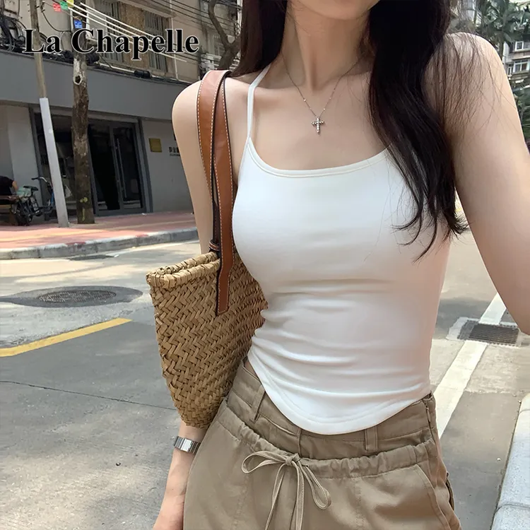 拉夏贝尔纯欲风设计感吊带背心女外穿内搭修身美背上衣2025新款夏