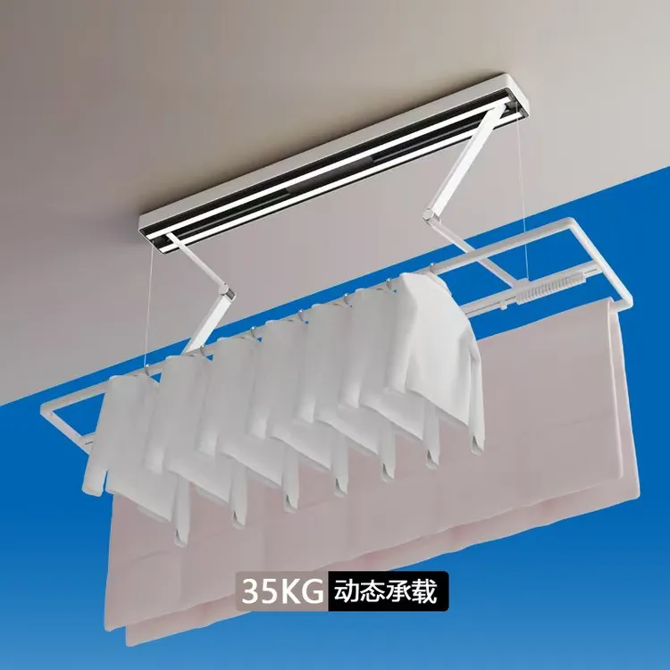 折叠臂电动晾衣架阳台家用薄晒衣架自动遥控折叠升降式
