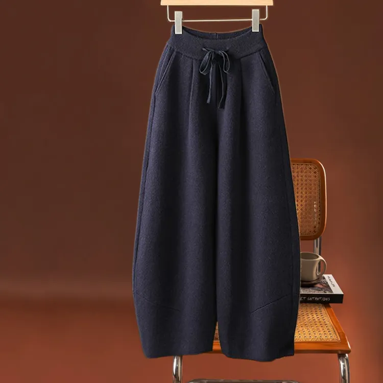 加厚羊毛浣熊9分阔腿高腰垂感网红时尚网红时尚炸街新款女装