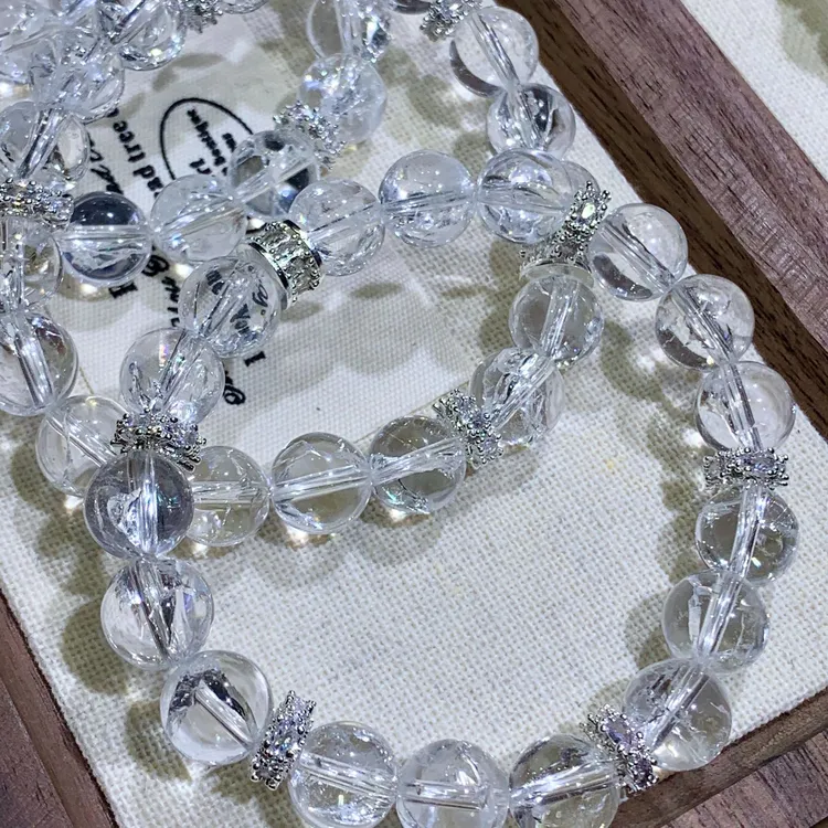 天然阿赛白水晶手串女款时尚单圈白水晶手天然蓝晶石手串