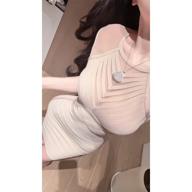 | 密语朦胧 | ins纯欲风性感包臀裙名媛小众修身网纱拼接绷带裙