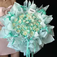 【V5】新款银离子烫银包装纸彩色银边果冻膜防水鲜花包装资材料