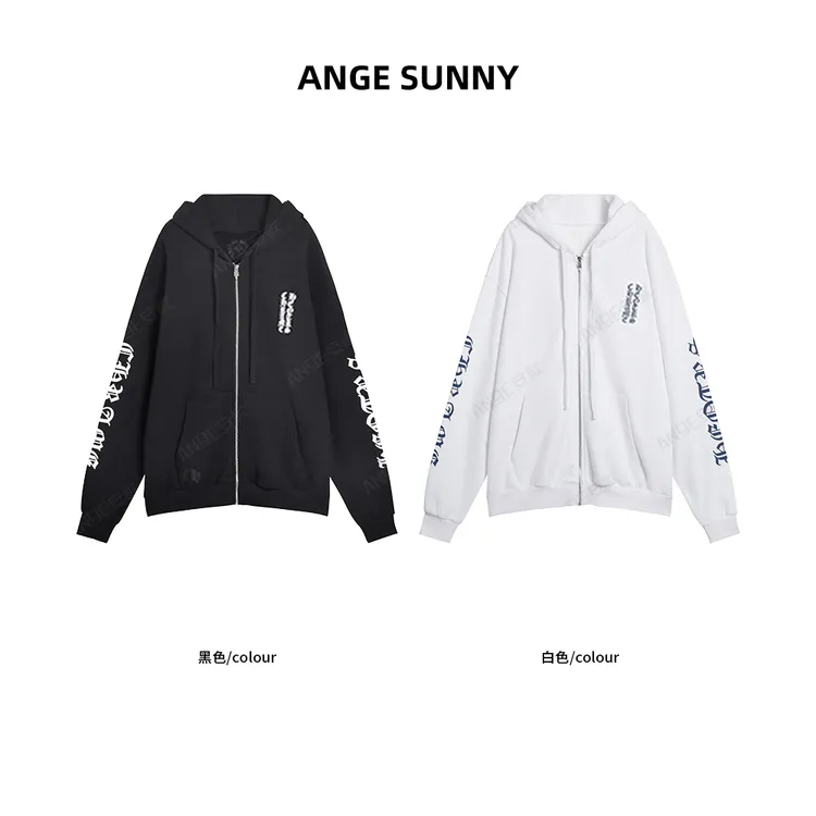 曲阳 ANGE SUNNY【Lisa同款 竖梵文拉链卫衣 】经典抽绳连帽卫衣